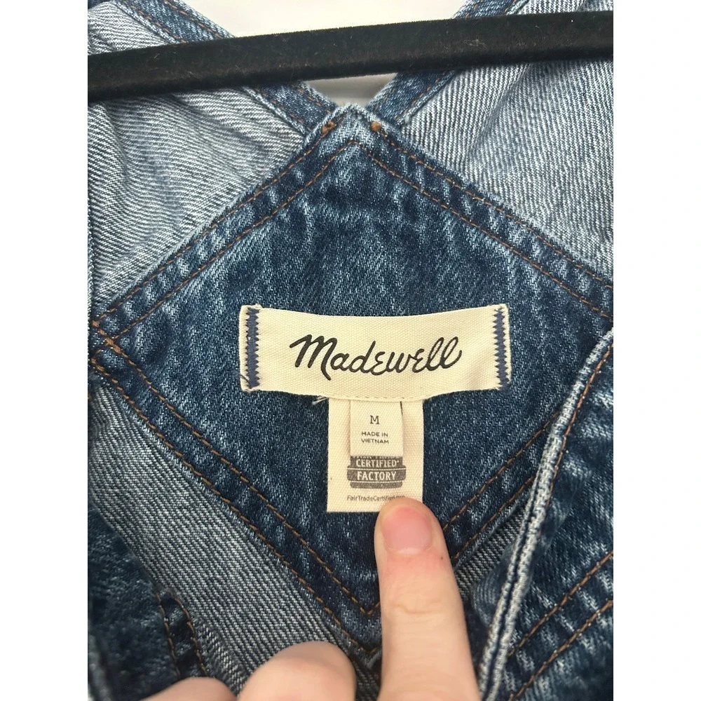 Madewell Straight Leg Denim Overalls Bib Pocket Medium Wash Blue Size M - Picture 6 of 6